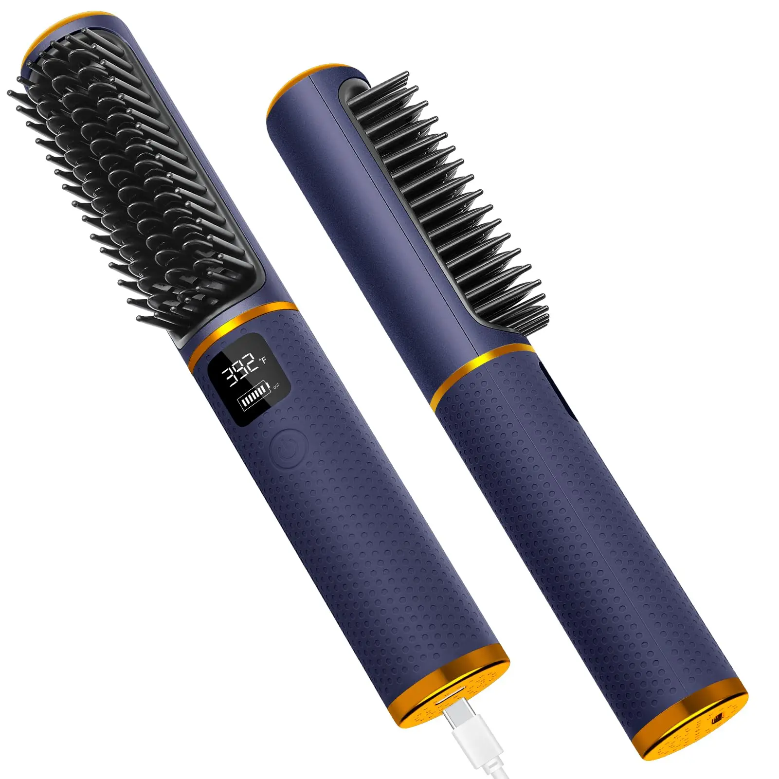 Cordless Convenient Professional 2-in-1 USB Comb Electric Hair Straightener Negative Ion Hair Straightening Brush