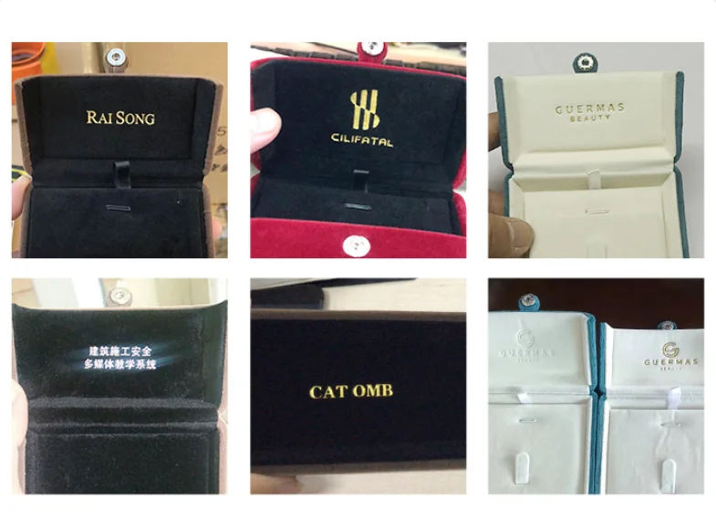 Hotsale high end flannel velvet jewellery packaging box double open foil logo necklace bracelet ring box with custom logo