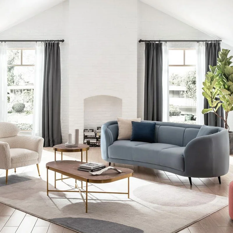 Modern luxury fashion living room cloth sofa durable furniture three person leather sofa