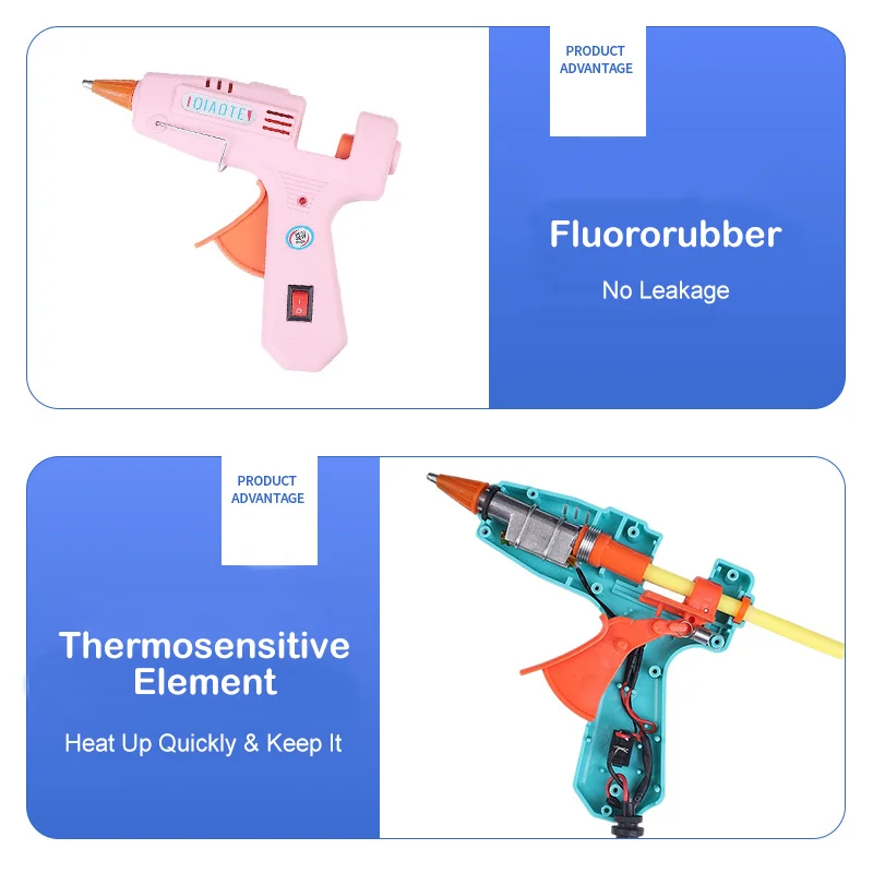 20W Colorful Plastic Battery Rechargeable Hot Melt Glue Gun With 30pcs 7mm Glue Stick For Handmade Arts Crafts