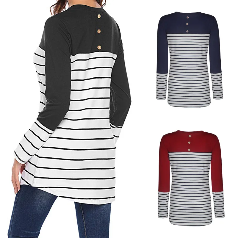 Осенне-зимняя полосатая одежда для беременных с оборками в стиле пэчворк двухслойные рубашки для кормления полосатые женские топы для грудного вскармливания