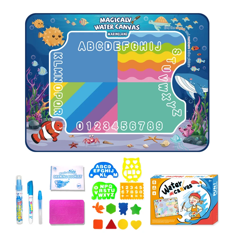 80*60CM baby Educational Toys Doodle water Drawing Mat Water Canvas Aqua Painting Cloth For kid Christmas Gift