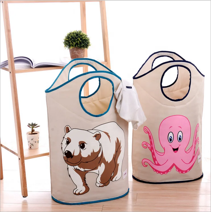 High Quality Kids Room Portable Toy Storage Bag, Washable and Clean Easy. Cartoon Design Laundry Bag