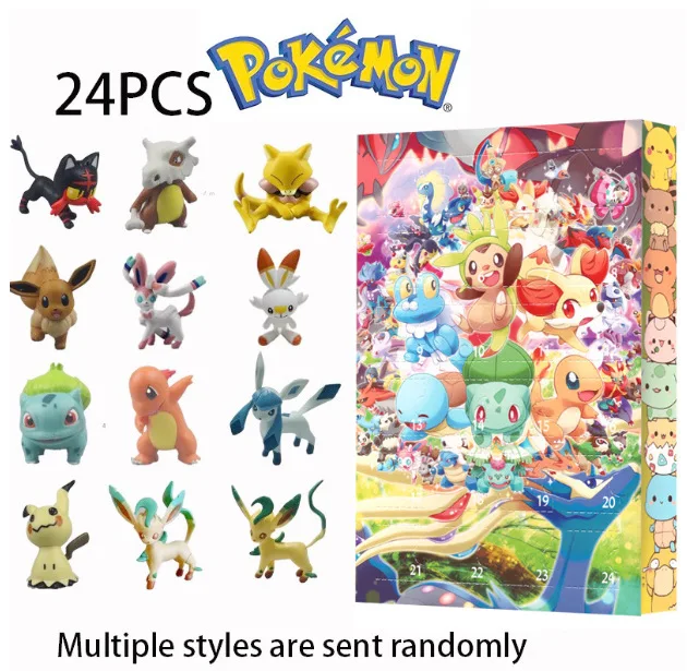 2024 Temu Best selling PokemonE Pet Elf Christmas Blind Box Pokemon Pokemon Christmas Advent Calendar Box 24pcs