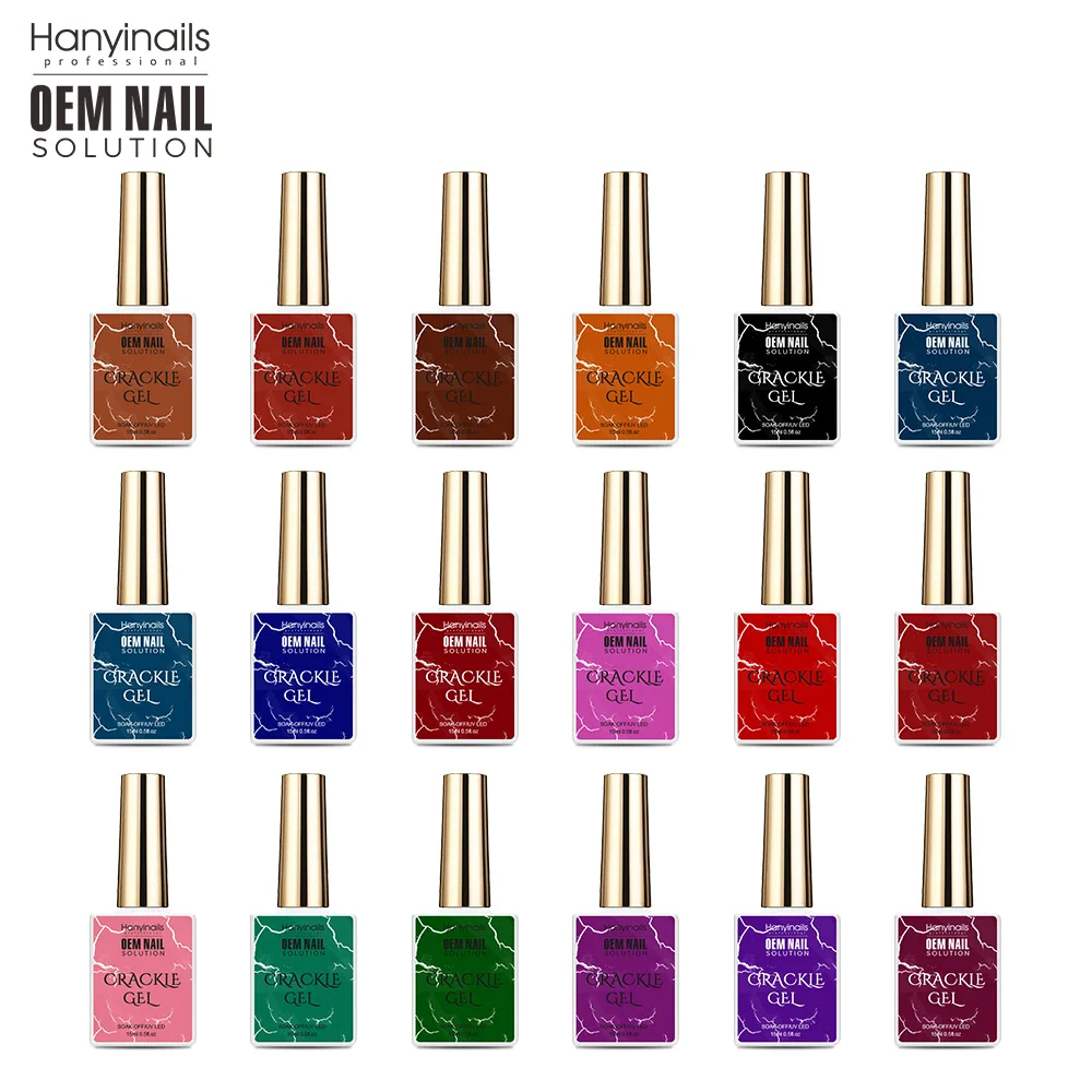 OEM 2023 Fashion Crack Effect Cracker Crackle Gel Nail Art Polish With White Base Sliver And Golden Primer Cracking Effect