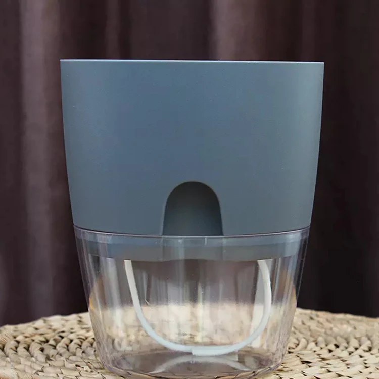 Indoor Office Round Hydroponic Transparent Clear Succulents Planter Self Watering Plastic Flower Plant Pots