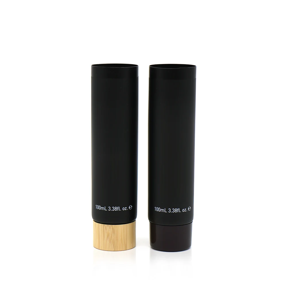 Eco Friendly 100ml Matte Round Face Wash Soft Cosmetic Squeeze Plastic Tube with Wooden Cap