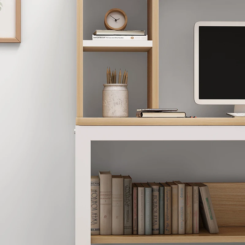 
Eco-friendly adult modern office home simple study office writing desk with book shelf 