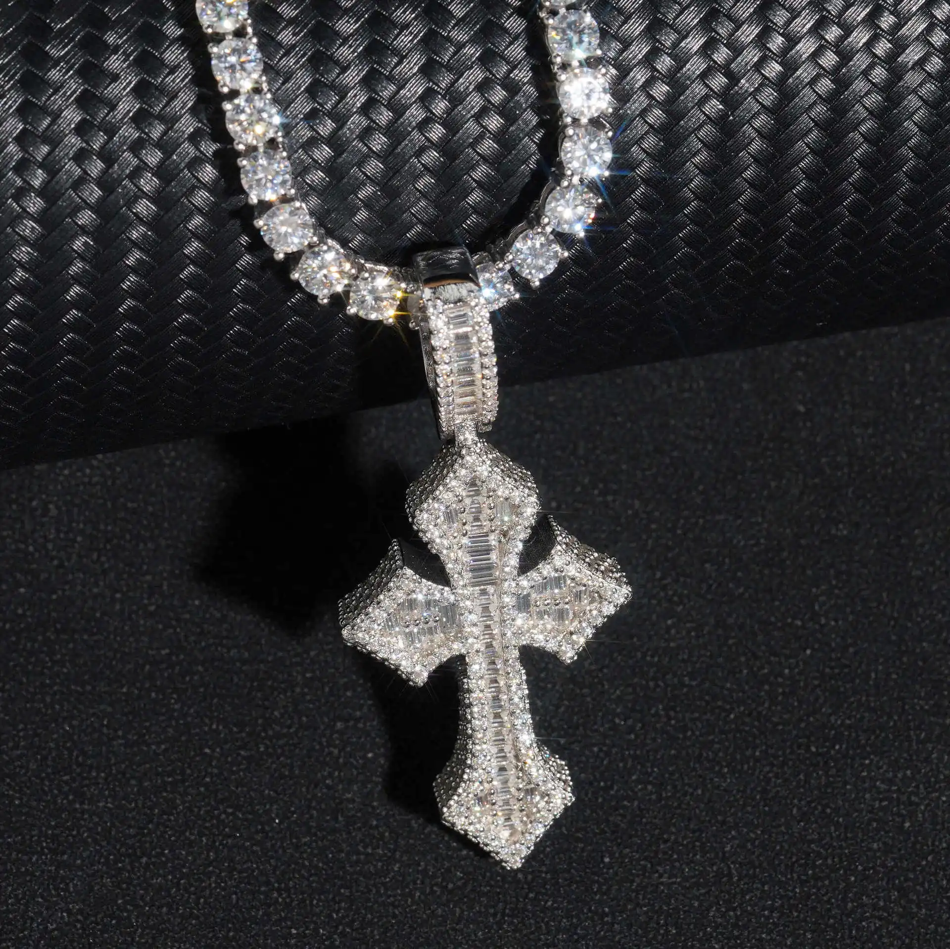 Oem Cheapest Price 2Mm 3Mm 4Mm 5Mm Hip Hop Fine Jewelry Necklaces Sterling Silver D-Vvs Diamond Moissanite Tennis Chain Necklace