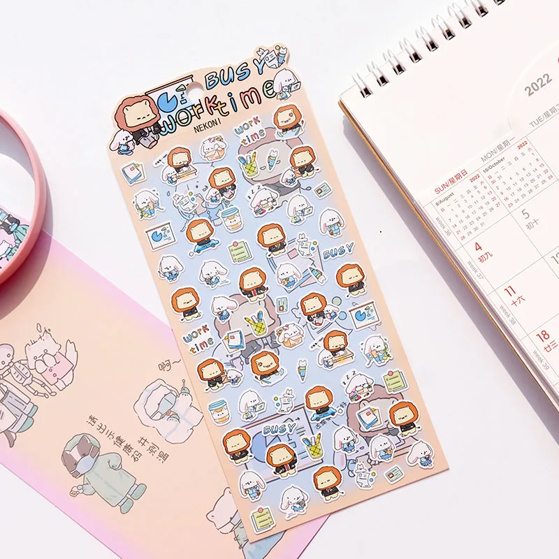 Nekoni Stickers Journal Diary Planner Decals Stickers Labrador Owl Lion Frog Animal Decals Music School Camping Theme Stickers