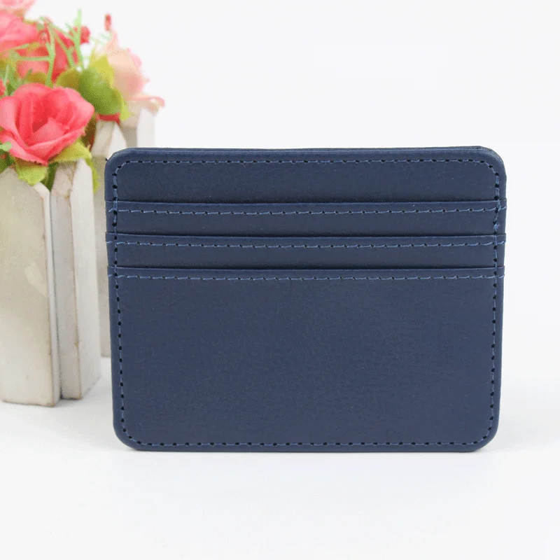 Custom Debossed Stamp Logo Cross Credit Name Card Holder Colorful Saffiano Leather Wallets Pu Leather Cardholder