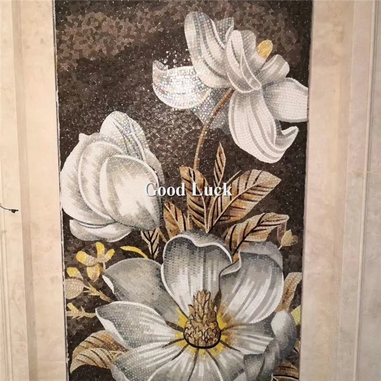 wall decoration art mosaic puzzle glass flower mosaic medallion