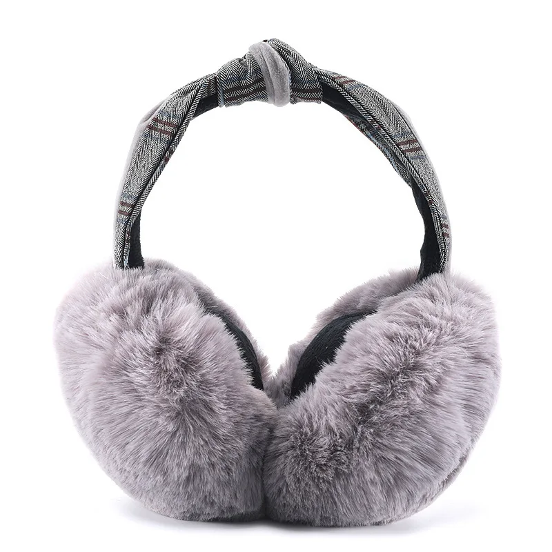 
Winter foldable hair band earmuffs Lady warm windproof memory headband decorative plush earmuffs 