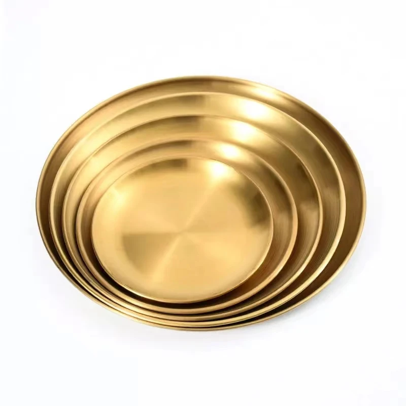 Dinner Plate Metal Soup Basin Dish Cheap Wholesale Polish Stainless Steel Chafing Round Tray