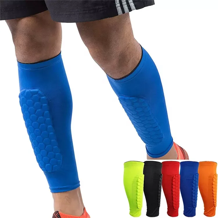 Custom High Quality Honeycomb Football Leg Strap Brace Support Pads Calf Compression Sleeve Soccer Shin Guard