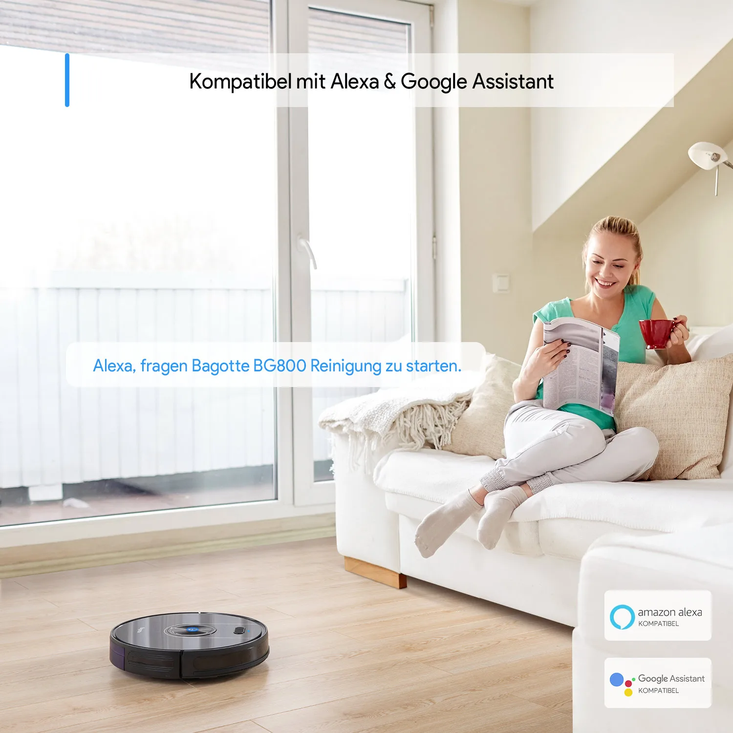 Автоматический умный робот-пылесос Bagotte для сухой и влажной уборки Wi-Fi