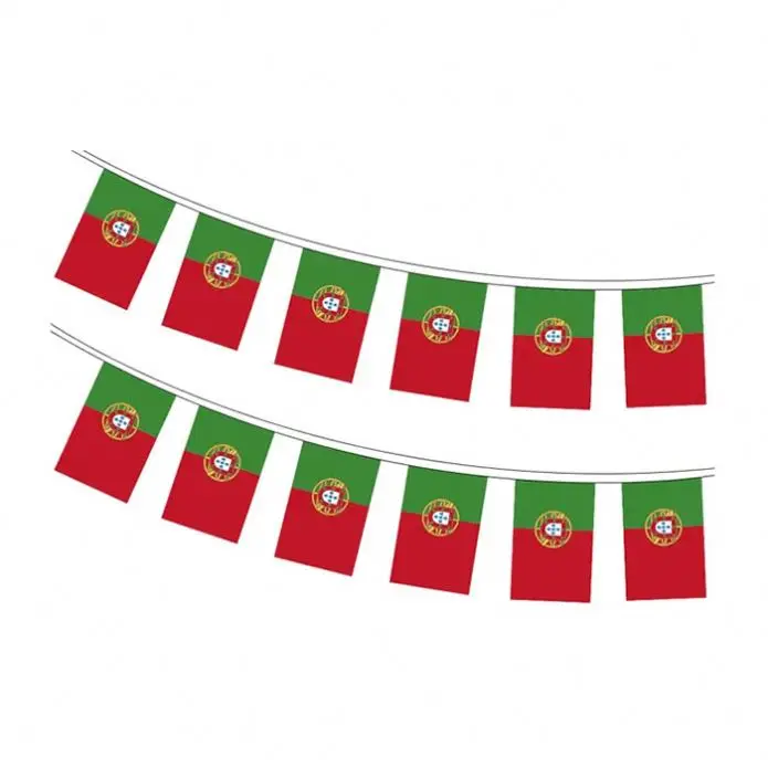 Polyester Portugal National World Pennant Small Rectangle Flags String Banners Decorations For Party Events Sports Celebration