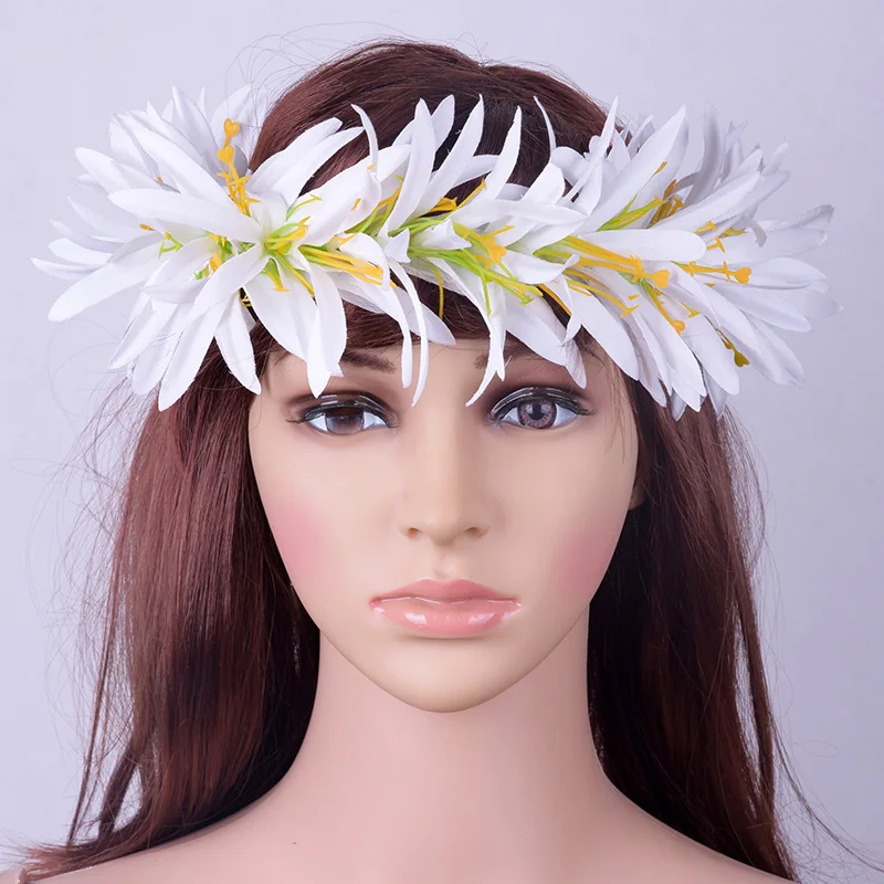 Wholesale Factory Supplier HL0004B 88 Colors 50CM Artificial Velvet Spider Lily Headband Tropical Flower Hawaii Accessories Haku