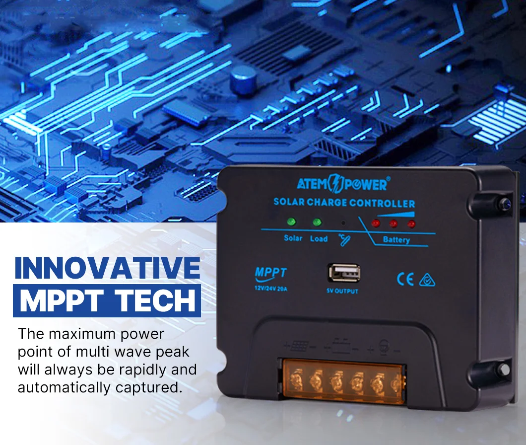 12V/24V 20A PV Solar Panel Battery Regulator USB MPPT Solar Charge Controller