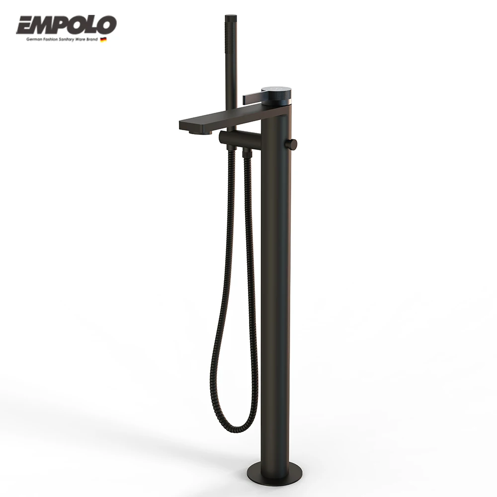 Good Quality Brass Sanitary Ware Waterfall Floor Stand Mount Tub Faucet Freestanding Bathtub Faucet With Hand Shower