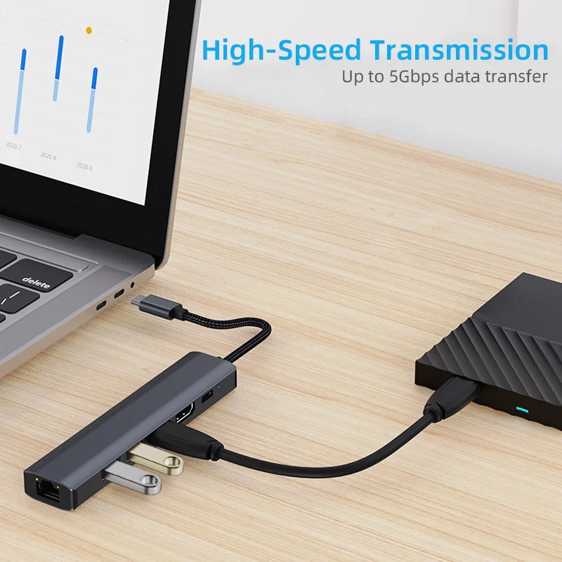 Лидер продаж тип C к концентратору с HDTV USB 3 0 PD60W гигабитный адаптер Ethernet 6 в 1