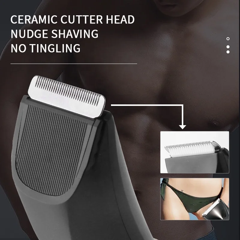 Ceramic Cutter Groin Pubic Private Part Electric Shaver Kemei Km-3208 USB Fast Charging Waterproof Body Hair Trimmer For Men