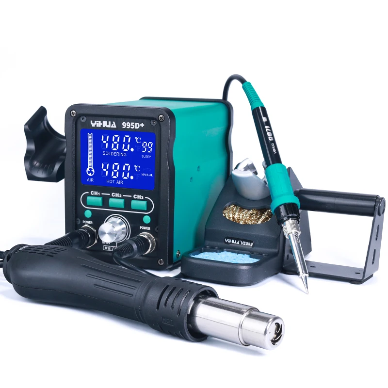 YIHUA 995D+ hot air gun soldering iron SMD mobile phone repair rework soldering station