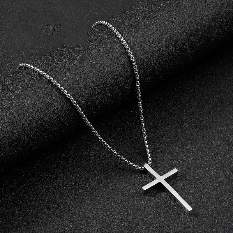 Cheap High Quality Cross-Border Stainless Steel Cross Titanium Steel Necklace Hip Hop Personality Fashion Cross Necklace