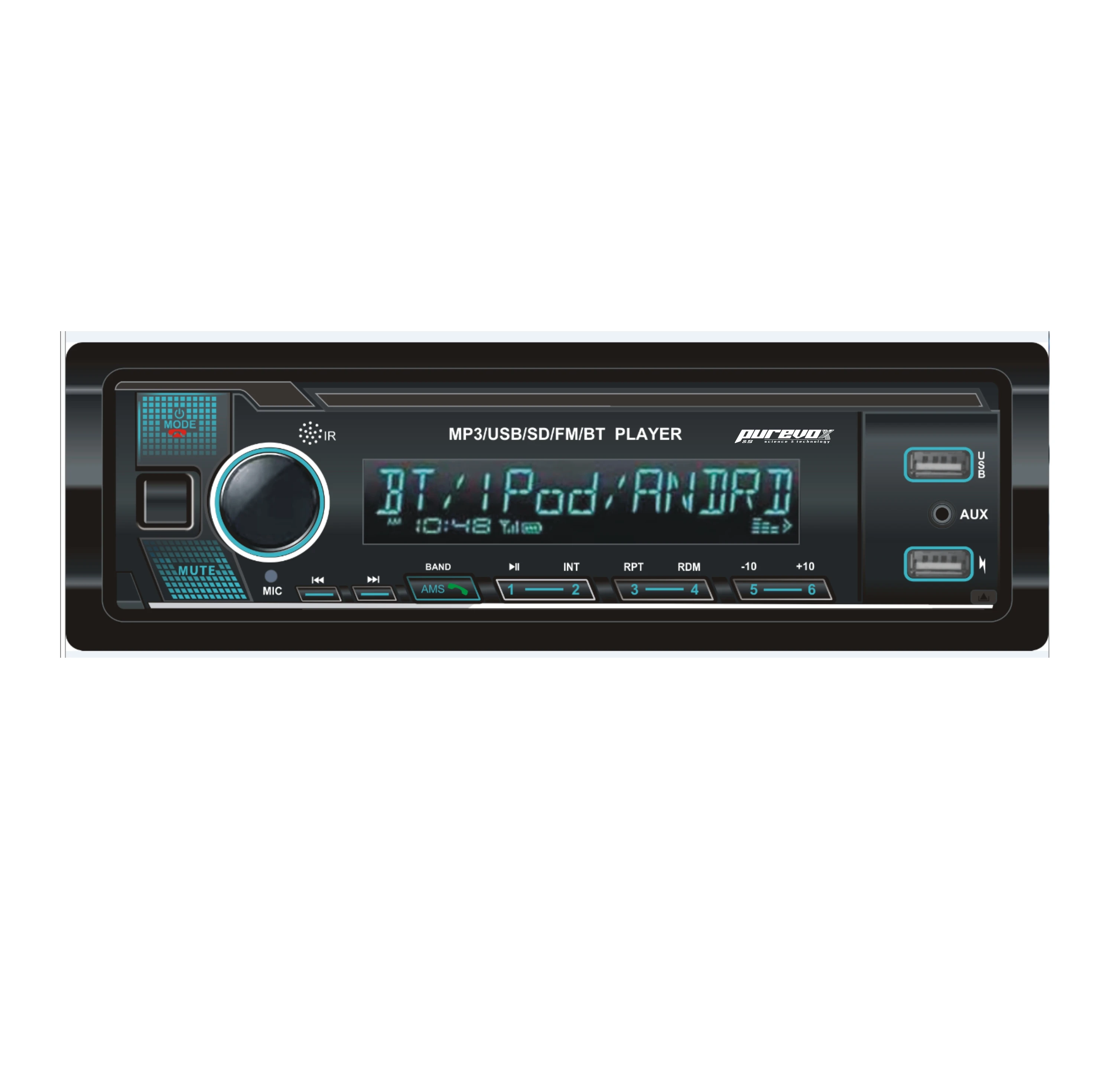 Съемная панель автомобильного Радио MP3 плеер BT FM AM SD USB порт AUX вход Одиночная съемная