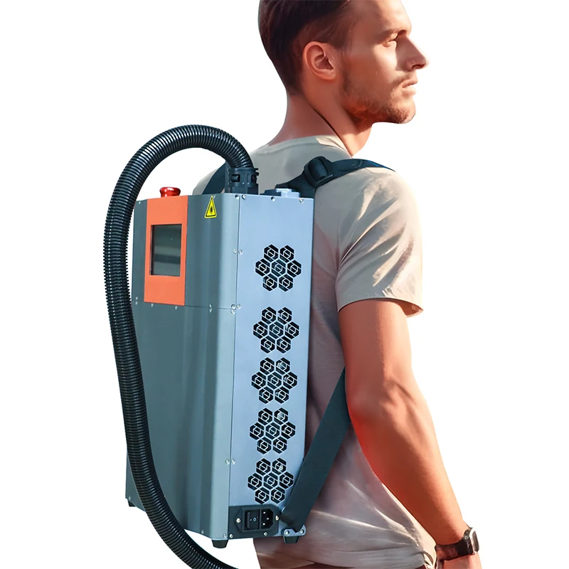 Portable 100W MOPA Pulse Laser Cleaning Machine Handheld Backpack Design Rust Removal Home Use Metal Stone Stainless Steel Max