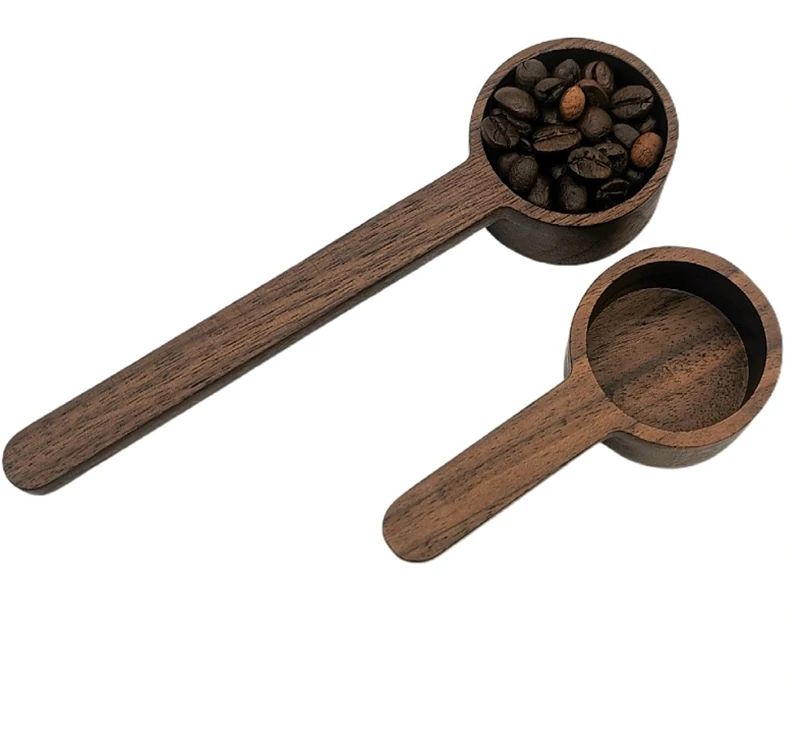 New Design Coffee Beans Tea Long Handle Coffee Scoop Black Walnut Custom Wooden Measuring Coffee Spoon