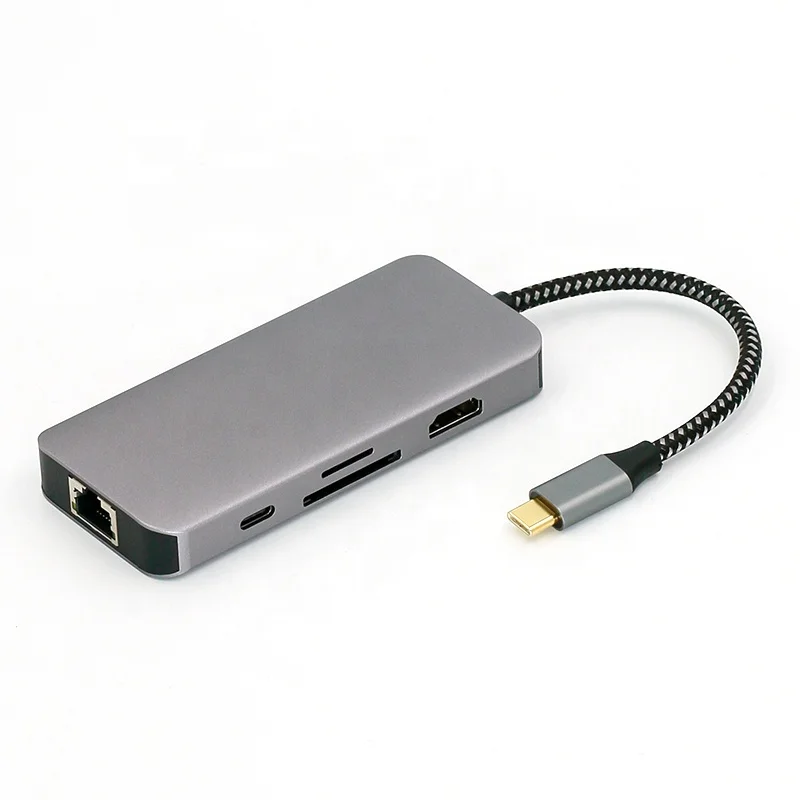 7 in 1 Type C to HDMI USB 3.0 SD RJ45 PD Type c Hub Expansion Dock Laptop Usb C Hub Docking Station
