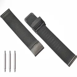Fashion 0.6 coarse Stainless Steel Mesh  Milanese Loop  Watch bands strap with double safety buckle for smart watch band