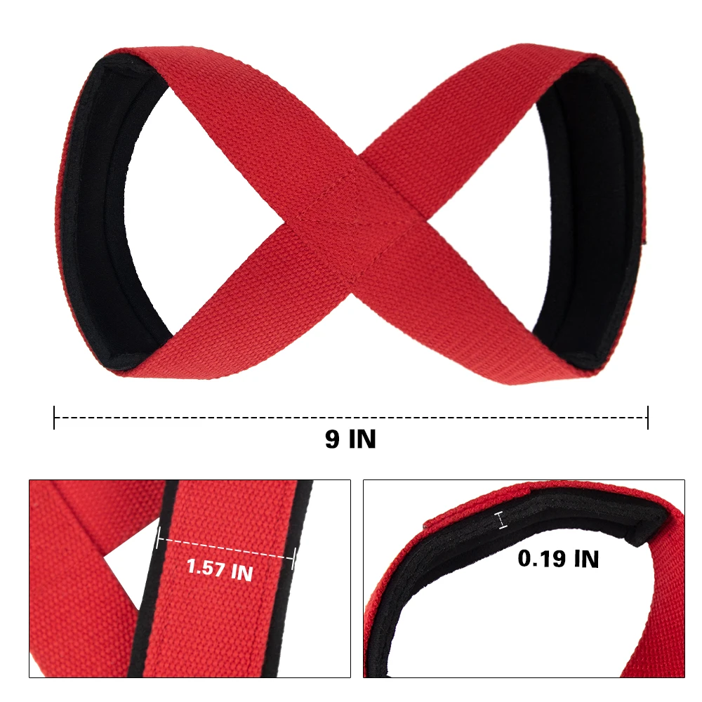 MKAS 8 shape Workout Pull up Gym Fitness Padded Figure 8 Straps Deadlift Weight Lifting Wrist Straps
