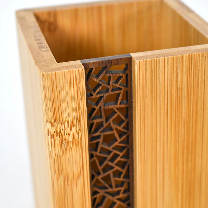 WDF New Arrival Bamboo Wood Desk Pen Pencil Holder Stationery Cup Stand Bamboo Pen Holder For Desk