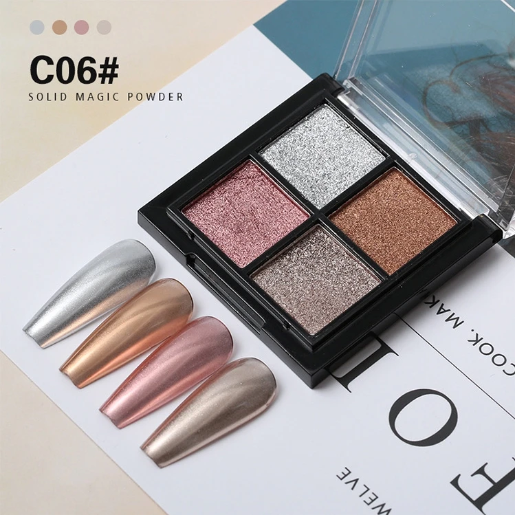Частная торговая марка MyBeautyNails от производителя набор из 4 цветов в палитре порошок для ногтей сжатый металлический хромированный дизайна