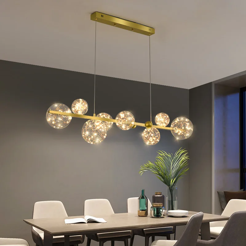 Modern Nordic Hotel Lighting Gold Hanging Pendant Lamp  Glass Ball Led Chandelier Glass Ball Shade Pendant Light