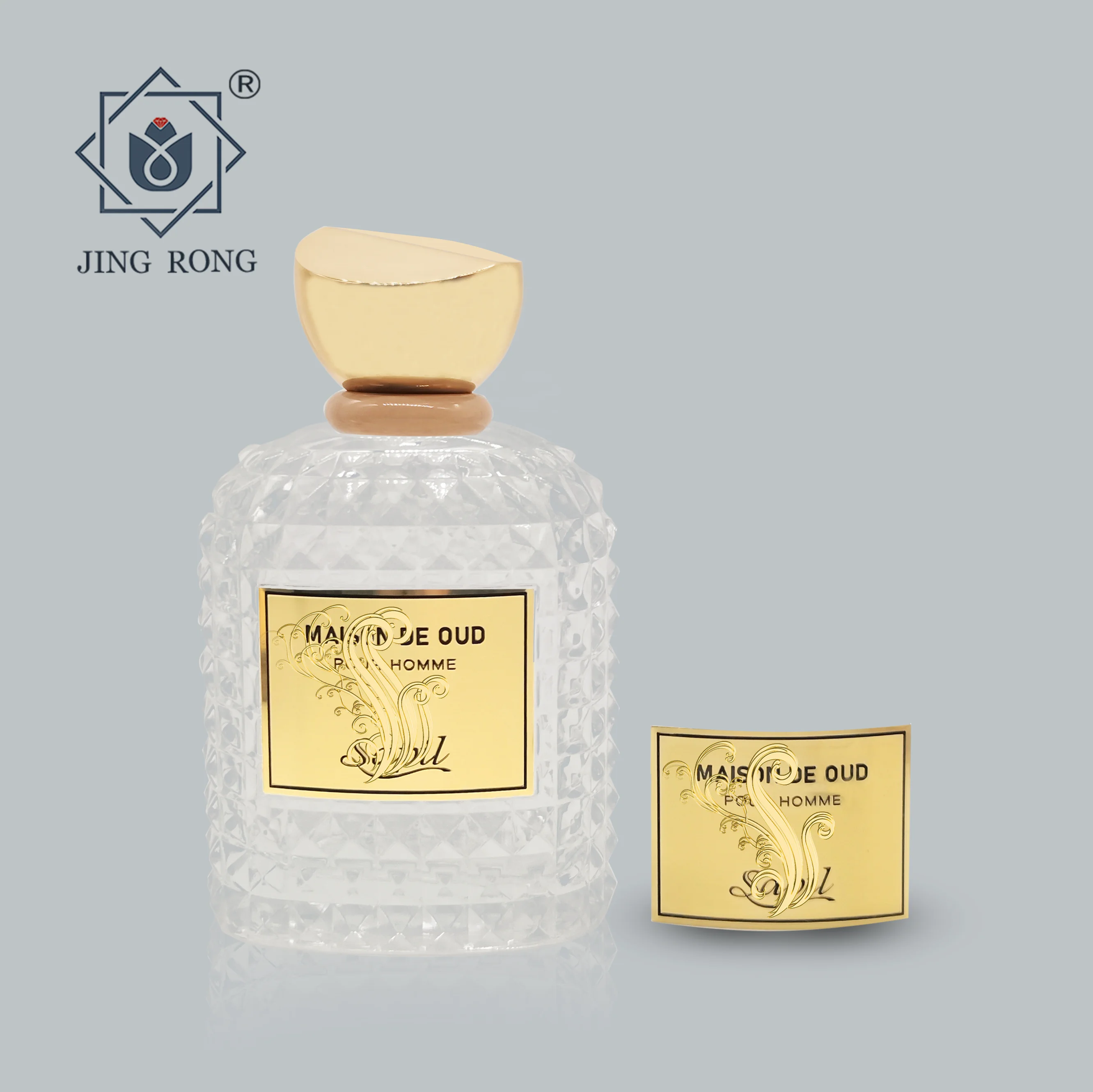 Stickers logo lavender metal aluminum small magnet holographic circle personalised box perfume bottle label custom stickers logo