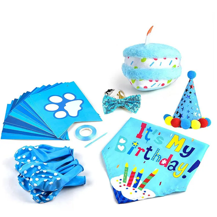 Pink Dog Health Holiday Party Balloon hanging Flag Card triangular mouth Water scarf Bowtie Cake Hat Balloon