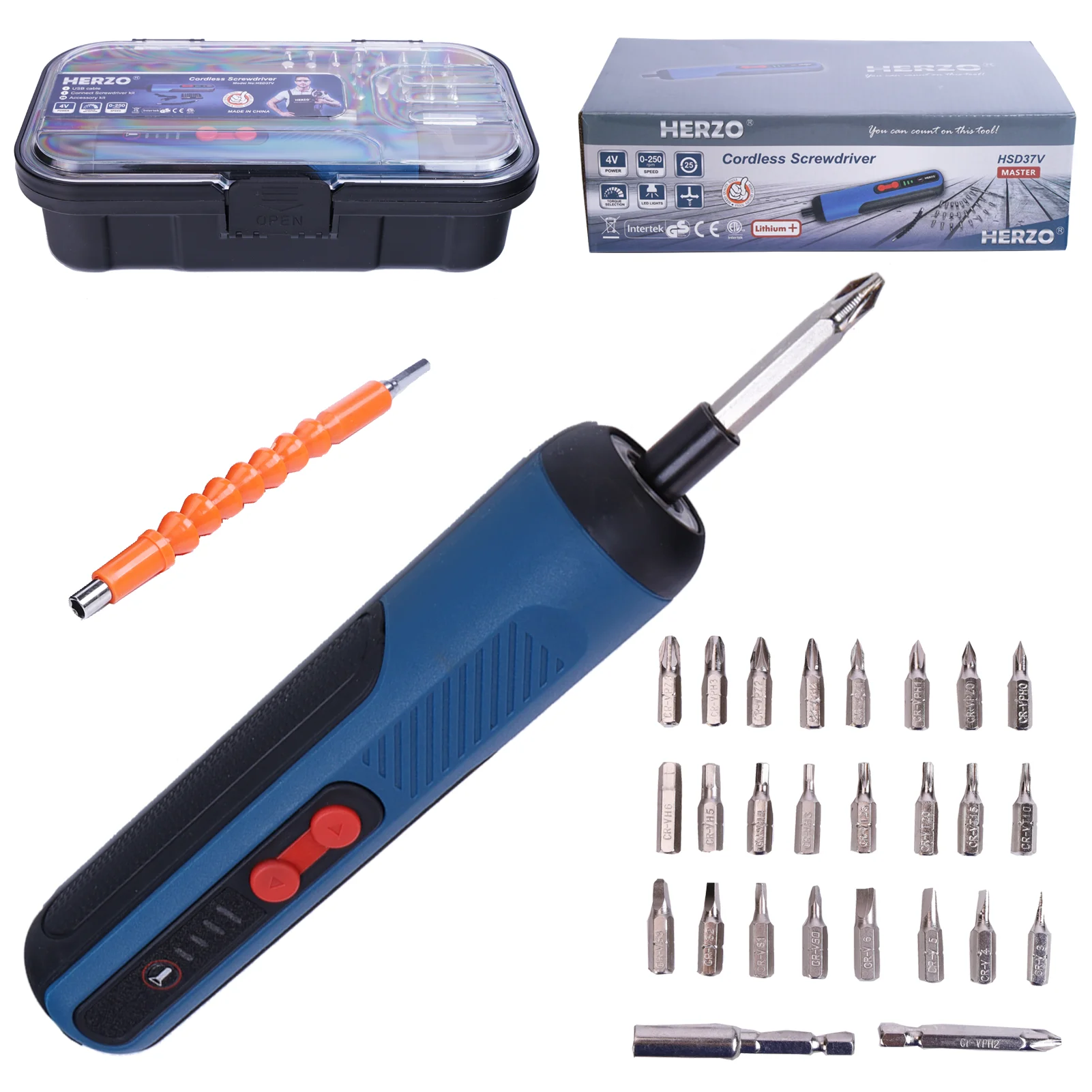 HERZO New Arrival Cordless Tools 3.7V Max.Torque 250Nm Cordless Screwdriver