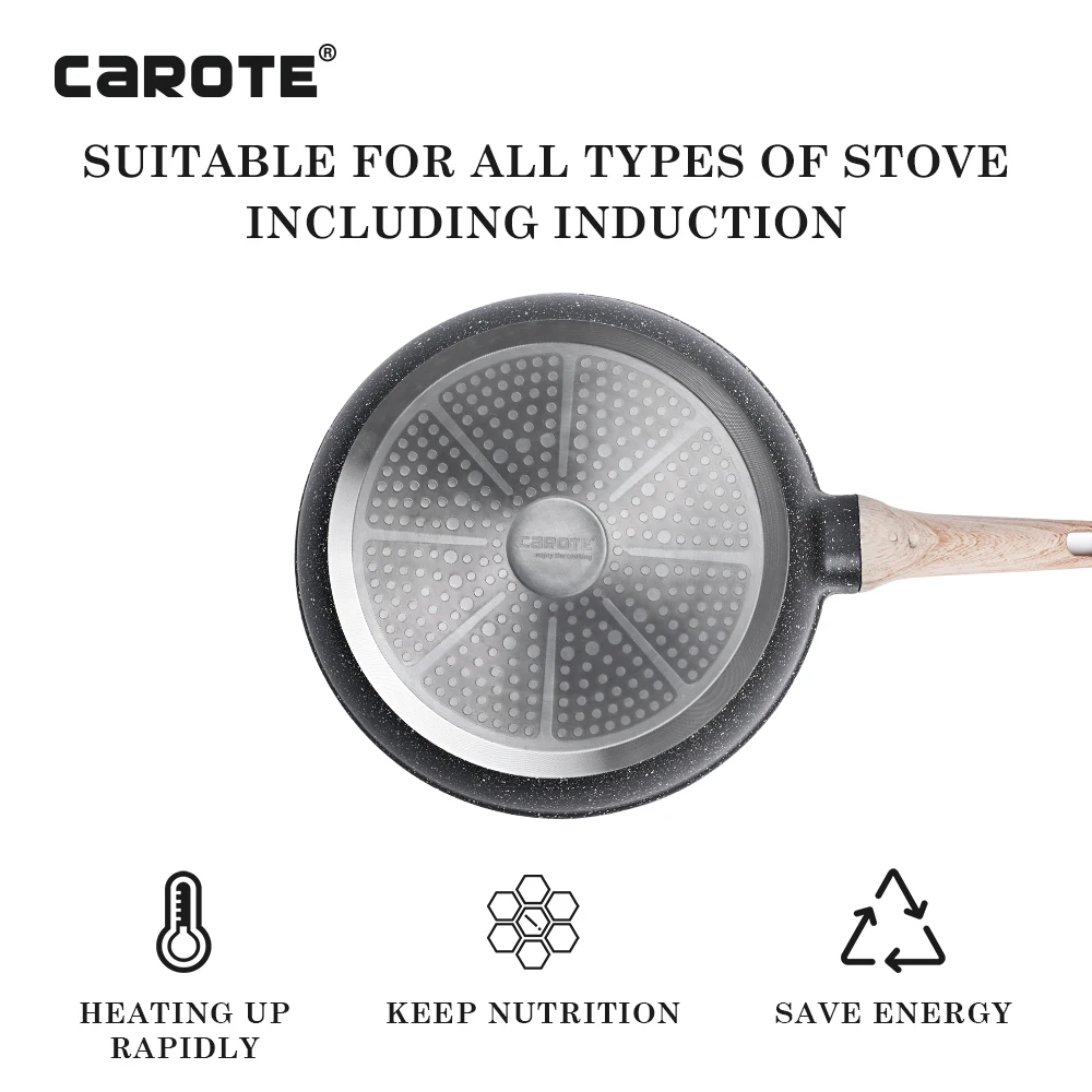 Carote OEM 7pcs Cast Aluminum Cooking Pots and Pans With Induction Bottom Non Stick Cookware Sets Granite Kitchen Utensils