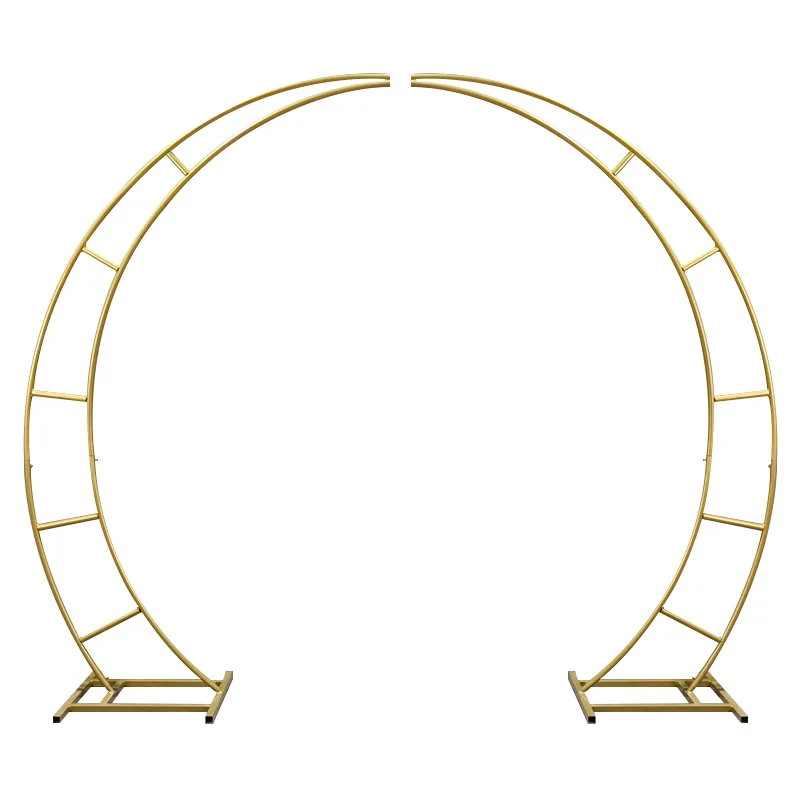 Single-Layer Ox Horn Iron Wedding Arch Backdrop Set Curved Wedding Party Balloon Flower Arrangement Backdrop Stand Decoration
