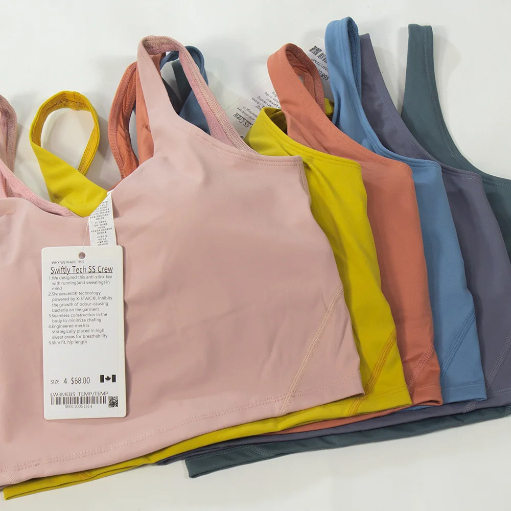 Women Stretchy Compression Slimming Yoga Tank Tops with Insert Pads