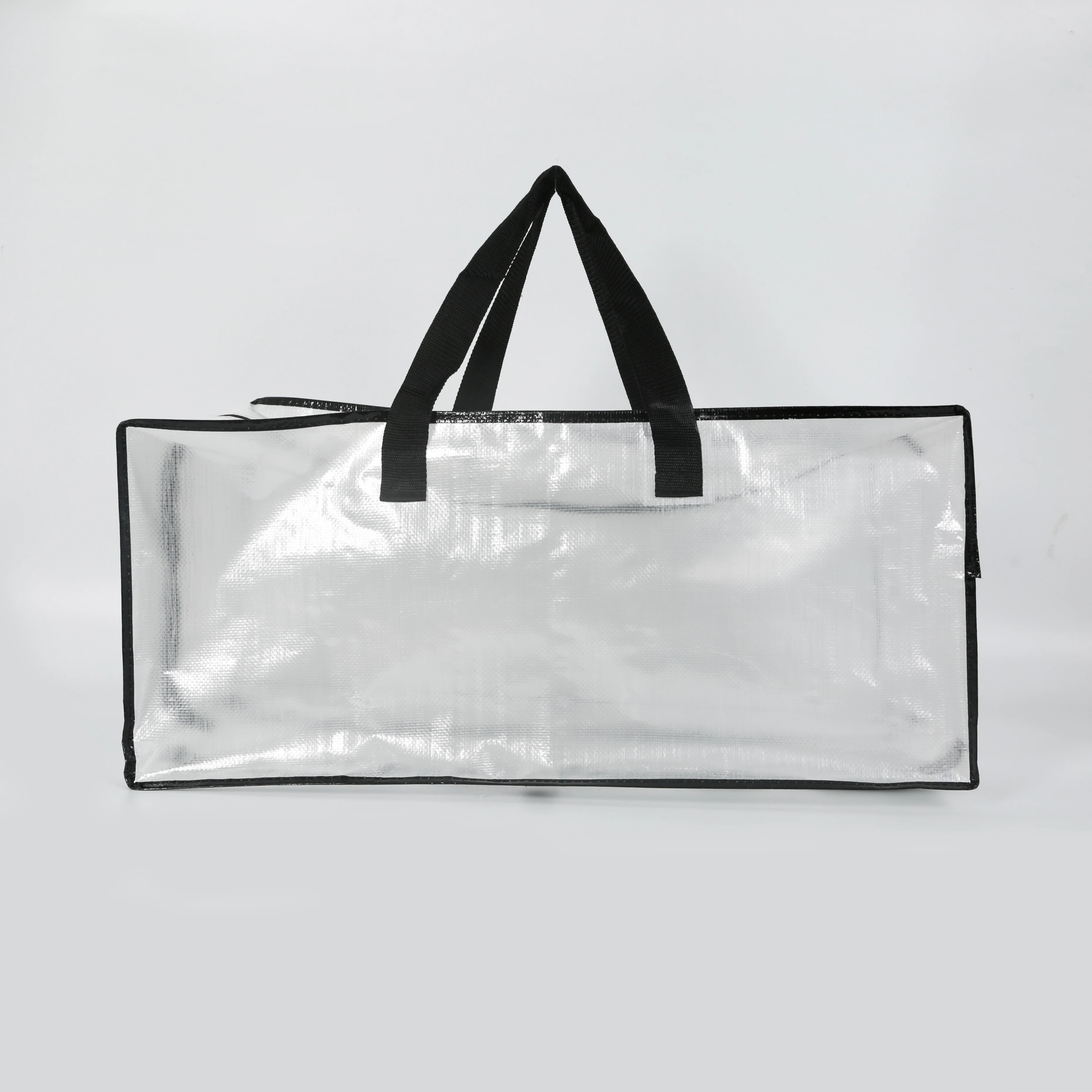 extra large transparent foldable pp woven moving storage bags for heavy duty with handles strap