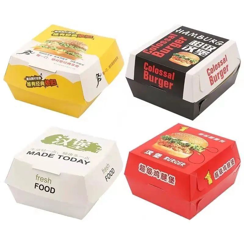 Burger french fries packaging fried chicken paper bucket Customized popcorn hamburger slider box for food packing