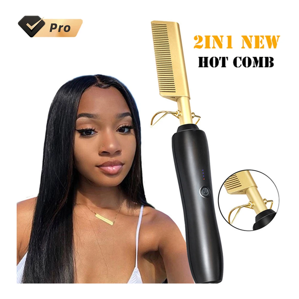 Custom private label power cable ceramic hot comb for hair Straighten