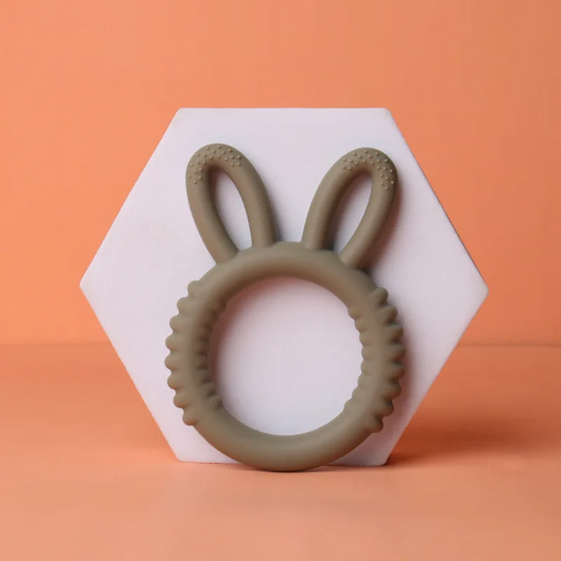 Hot Selling Cute Rabbit Shape Baby Teether Bpa Free Ring Silicone Chewable Toys For Baby