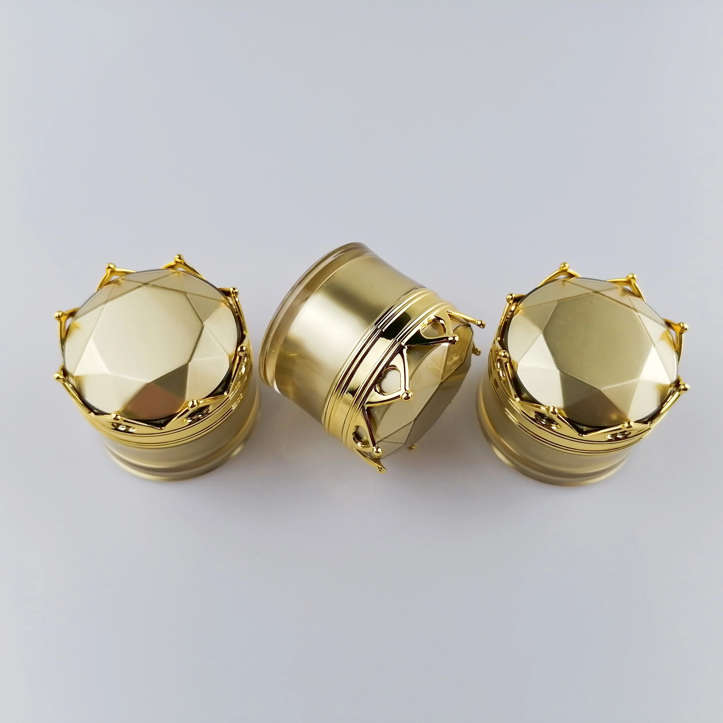 skincare crown shape Cream jar with gold lids 10g acrylic Skin Care Cream plastic jar