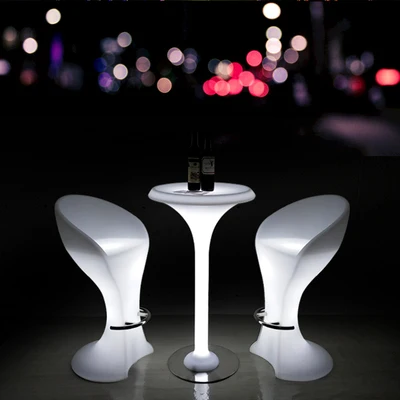 Night Club Lounge LED Outdoor Party Plastic Bar Stools Bar Tables Furniture Cocktail Table