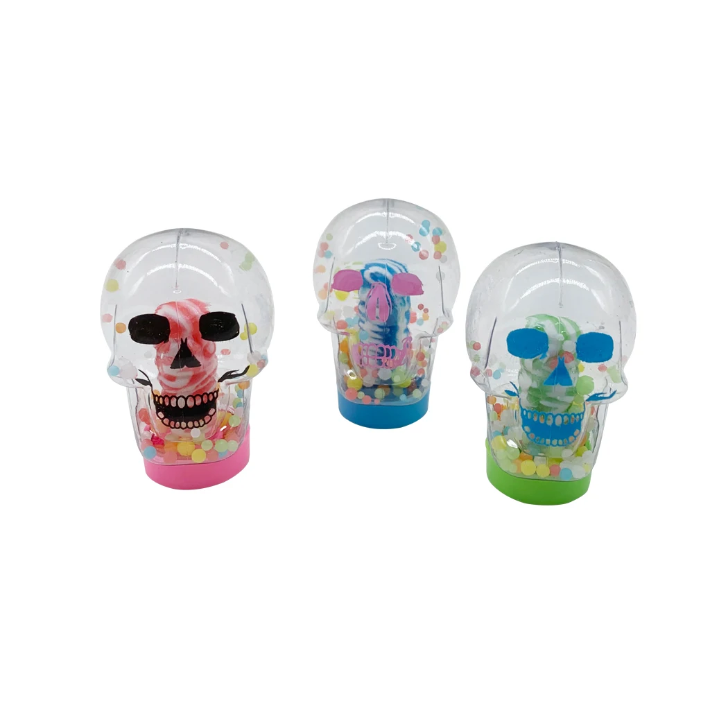 Wholesale oem plastic skull shape nipple hard candy with popping candy